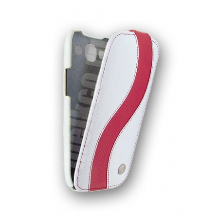 Кожаный чехол Melkco для Samsung Galaxy SIII GT-I9300 - Special Edition Jacka Type - белый с красной полосой