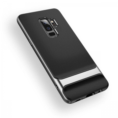 Двухкомпонентный силиконовый TPU-PC чехол Rock Royce Series для Samsung Galaxy S9+ - черно-серый
